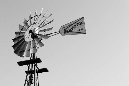 Black White Windmill Sign Wind Free Photo