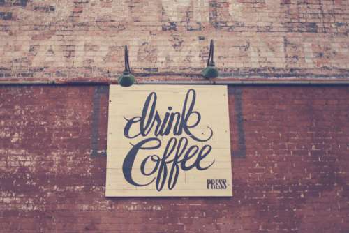 Drink Coffee Typography Brick Wall Free Photo