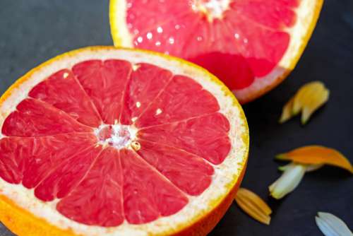 Sliced Pink Grapefruit Free Photo