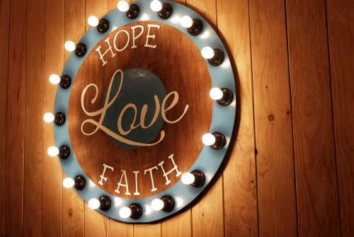 Hope Love Faith Sign Wood Light Free Photo