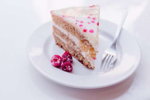 Raspberry Cake White Plate Fork Free Photo