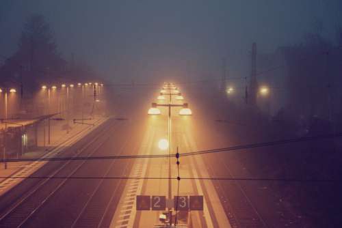 Train Station Night Fog Free Photo
