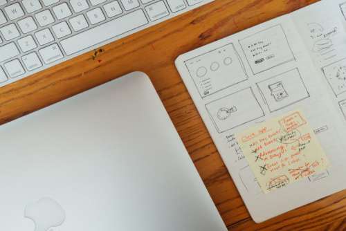 MacBook Wireframe Notebook Sketch Free Photo