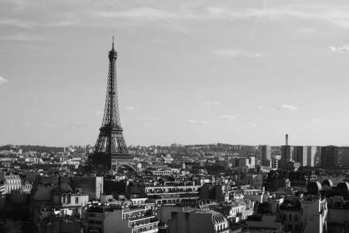 Black White Eiffel Tower Paris Free Photo