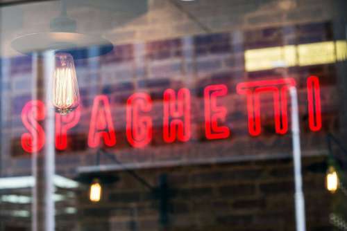 Spaghetti Neon Sign Free Photo