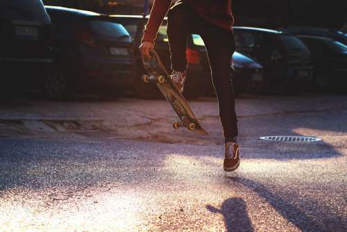Riding a Skateboard Free Photo