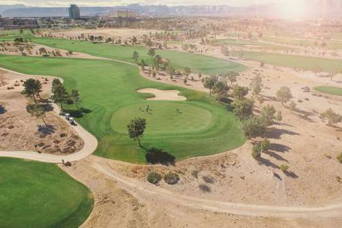 Aerial View of Golf Course Free Photo