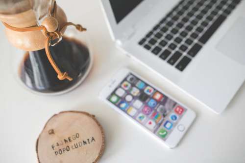 Minimal Desk and Coffee Free Photo