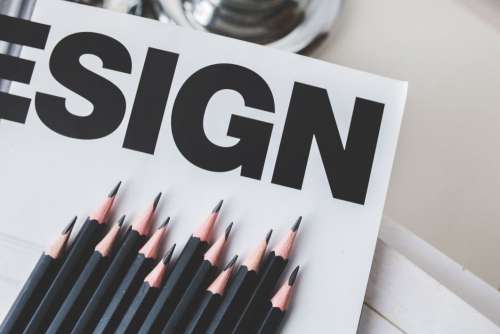 Black Pencils and Design Sign Free Photo