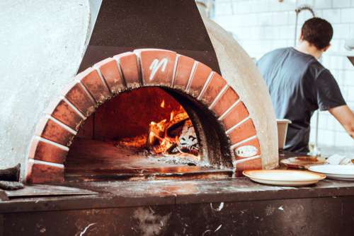 Burning Brick Pizza Oven Free Photo