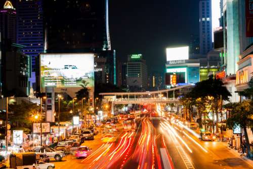 City Traffic at Night Free Photo