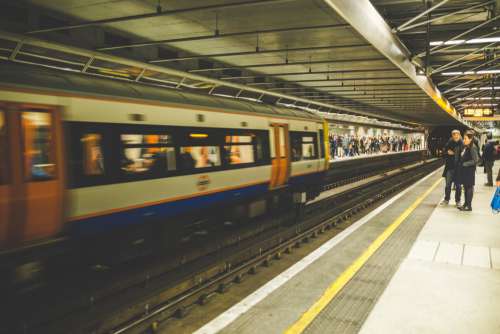 Underground Train at Station Free Photo