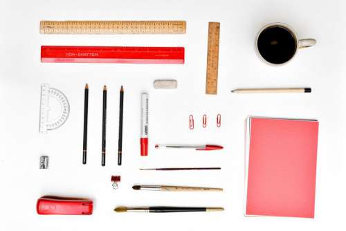 Red Office Essentials Free Photo