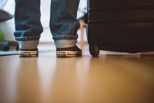 Waiting Airport Suitcase Free Photo