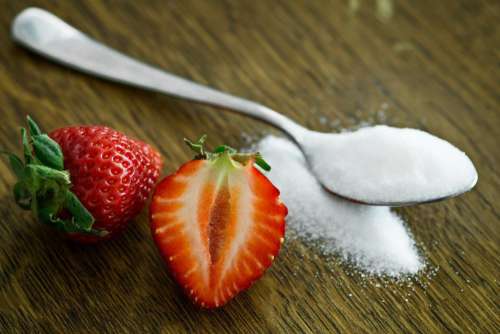 Strawberries Spoon Sugar Free Photo