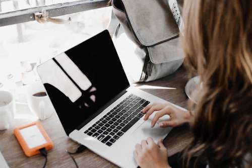 Woman Satchel MacBook Working Free Photo