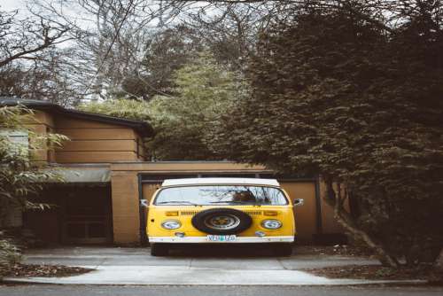 Classic Yellow Volkswagen Van Free Photo