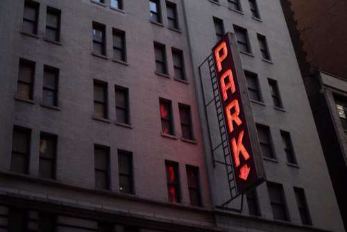 Large Car Park Neon Sign Free Photo