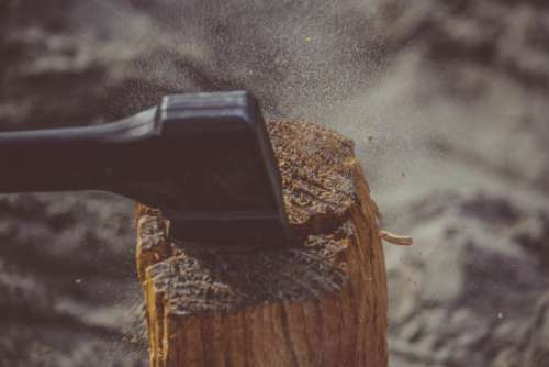 Axe Chopping Log Wood Free Photo