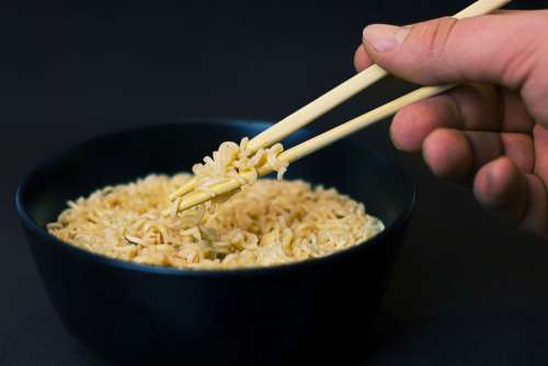 Black Bowl Noodles Chopsticks Free Photo