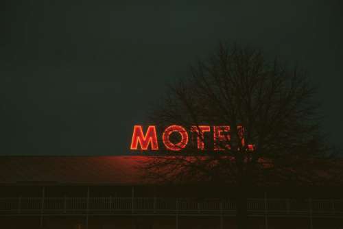 Motel Neon Sign Night Dark Free Photo