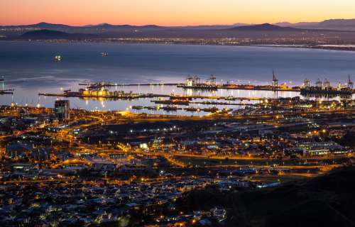 Table Bay Harbour Cape Town Dawn Sunrise Night