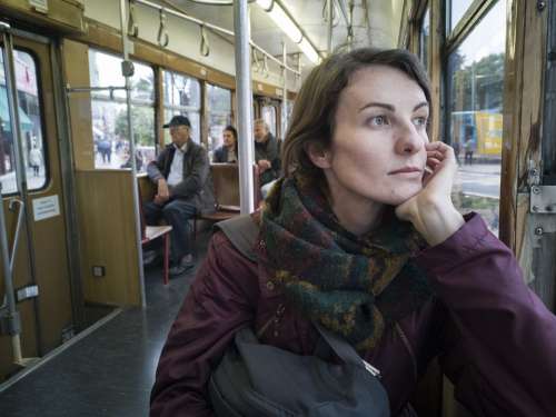 Woman Portrait Train Tramway Girl Face Young