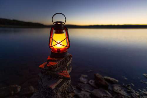 Lantern Lake Water Sky Sunset Romantic Landscape