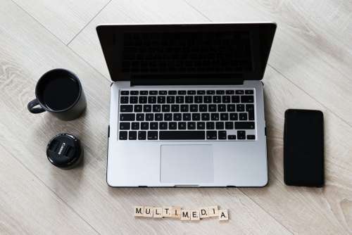 Multimedia Mobile Phone Laptop Coffee Cup Internet