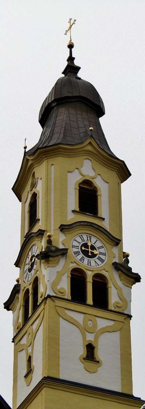 Church Steeple Bell Tower Pfronten Sky Christian