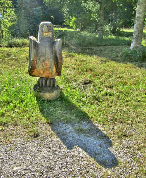 Bird Wood Adler Statue Figure Meadow Decoration