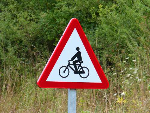 Cyclist Signal Cycling Caution Symbol Sign