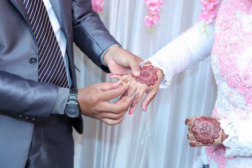 Wedding Rings Romantic Couple Celebration Marriage