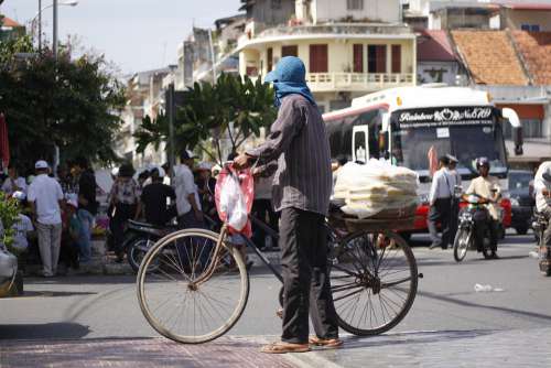 Badger Khmer Man Street Vendor Cambodian Hat