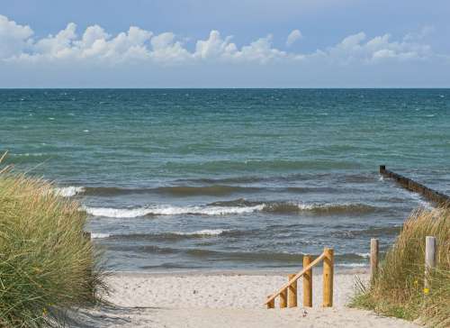 Baltic Sea Beach Sand Access Wave Breakwater