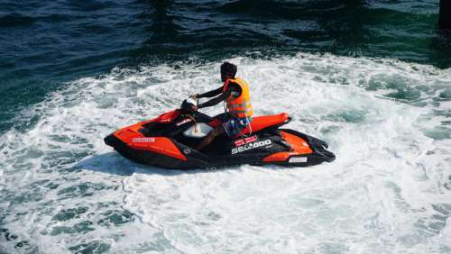 Boat Rider Sea Scooter Water Scene