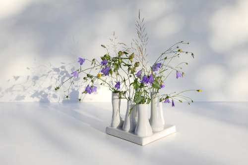 Ceramic Decoration Wild Flowers Bellflower Purple
