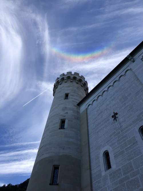 Hohenschwangau Castle Clouds Rainbow Bavaria