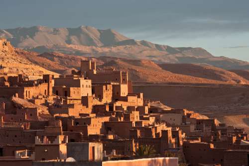 Morocco Africa Village Mountains House Pise Red