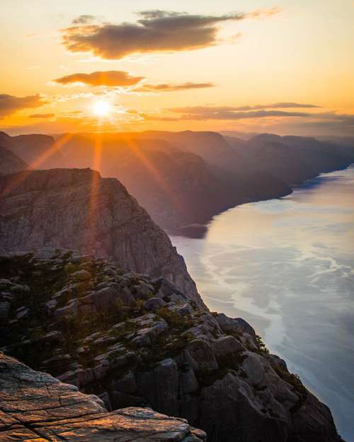 Norway Preikestolen Landscape Nature Mountain
