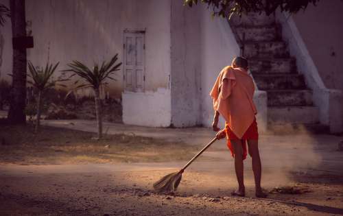 Periodic Week Brush Up Clean Broom Monk Monastery