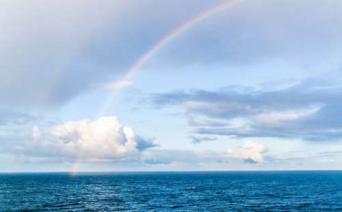 Rainbow Clouds North Sea Colorful Nature Weather