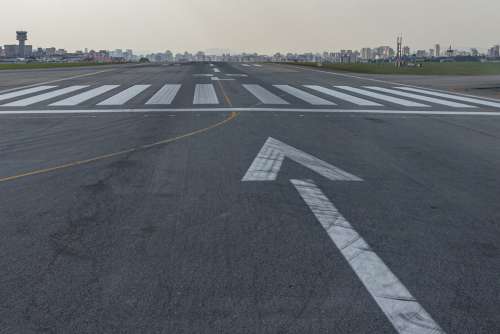 Runway Tarmac Arrow Line Airport Urban City