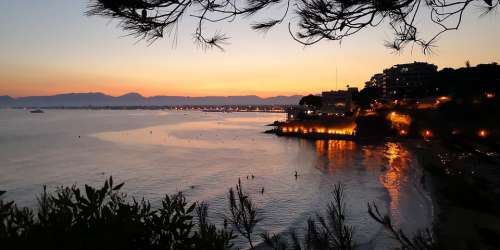 Sunset Spain Salou Sky Sea Beach Landscape