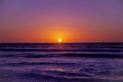 Sunset Beach Ocean Dusk Waves Landscape Sky