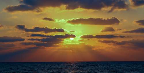 Sunset The Mediterranean Sea Sea Landscape Coast