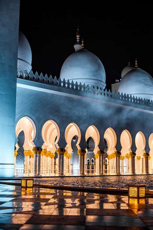 Uae Abu Dhabi Sheikh Zayed Grand Mosque Night