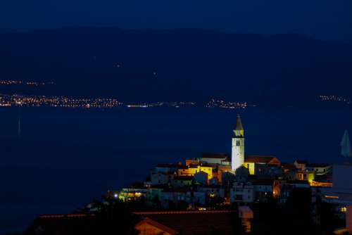 Vrbnik Croatia City Water Landscape Sea Night