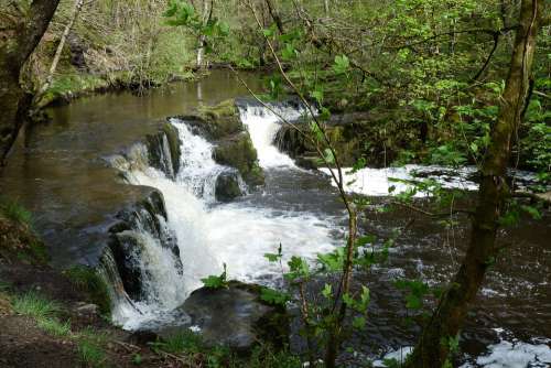 Waterfall Wales Brecon Beacons Scenery Cascade
