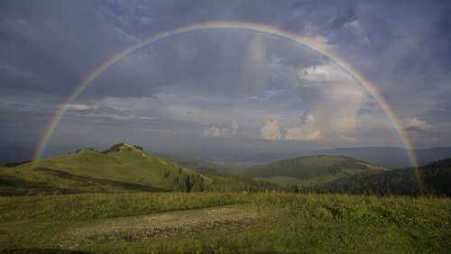 regenbogen rainbow highland sky hill